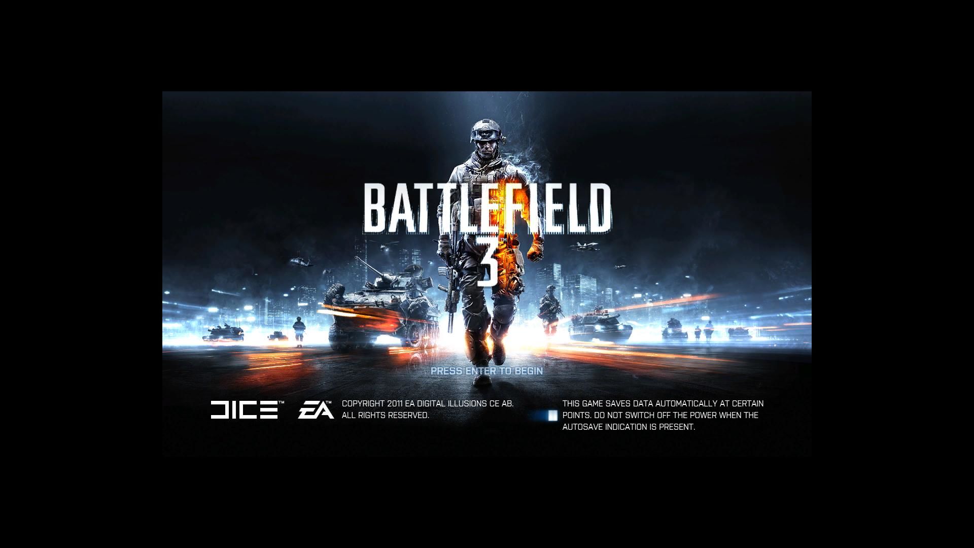 Battlefield 3 main menu.